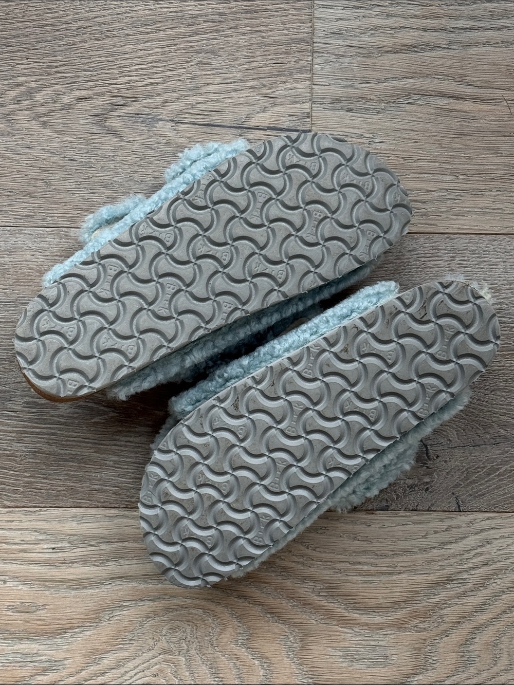 Papillio Birkenstock Arizona Big Buckle Blue Shearling Platform Slide Sandal-40 - Picture 11 of 13
